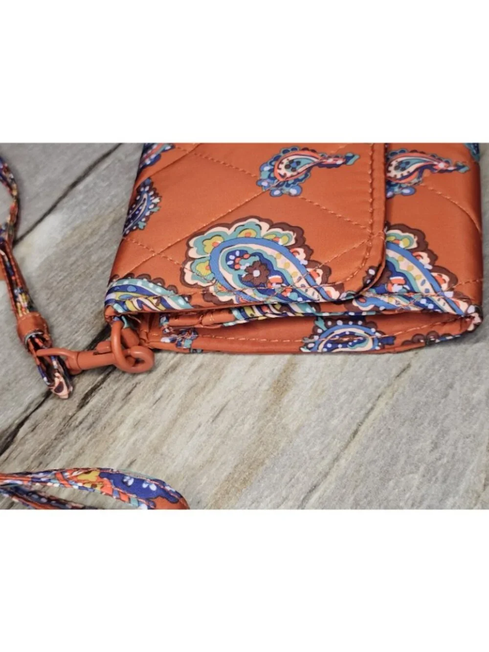 Vera Bradley Manor‎ Paisley Crossbody Purse Quilted Rust Orange Removable Strap
